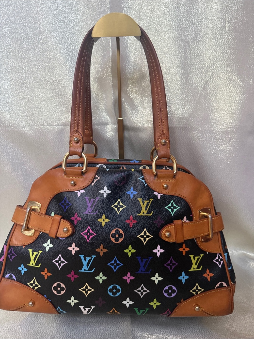Louis Vuitton Black Multicolor Murakami Claudia Monogram Canvas Satchel